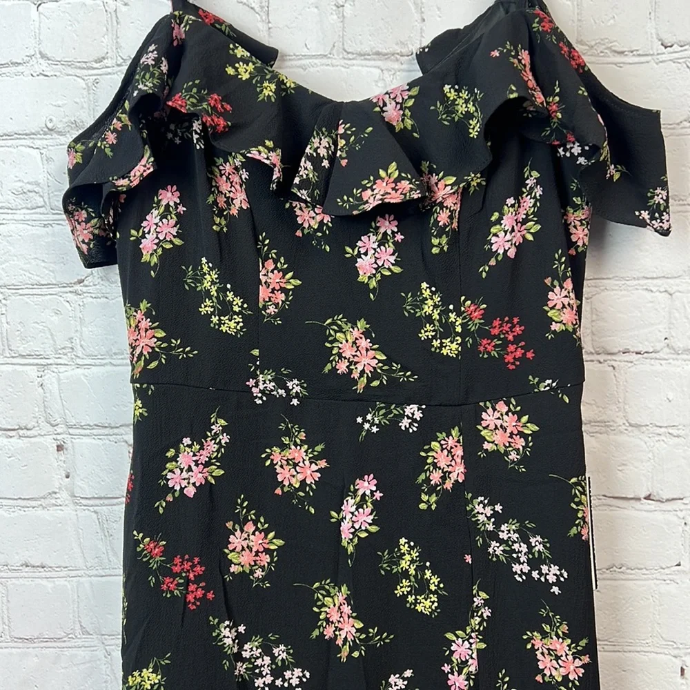 B Darlin Black Floral Off Shoulder Maxi Dress Juniors Size 5/6 Homecoming HOCO - Picture 6 of 8